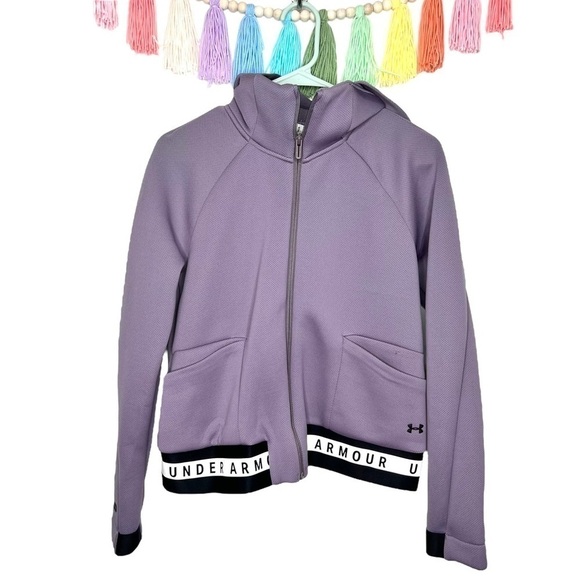 Under Armour Purple Mesh Sport Zip Up Loose Coupe Jacket Size Medium Women’s - Picture 1 of 17